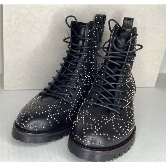 Jimmy Choo Cruz flat black/silver star leather boot  EURO size 41 - Picture 6 of 9